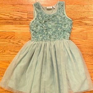 Teal flower/tulle fancy girls dress.